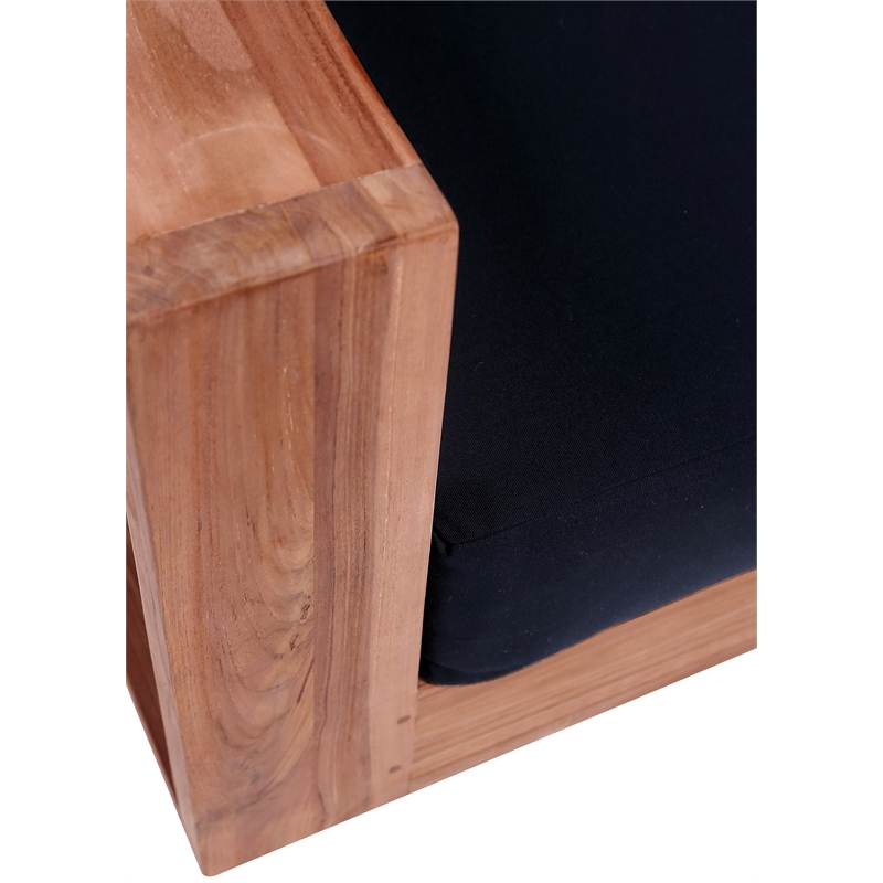 Maklaine Contemporary Black Water Resisting Outdoor Loveseat