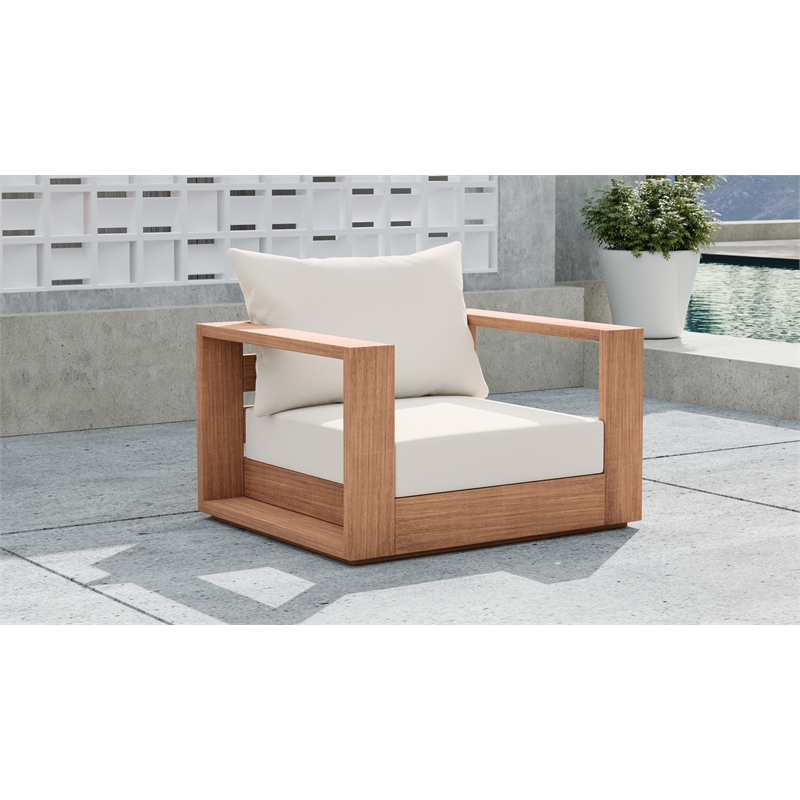 Maklaine Contemporary Off White Water Resisting Outdoor Chair