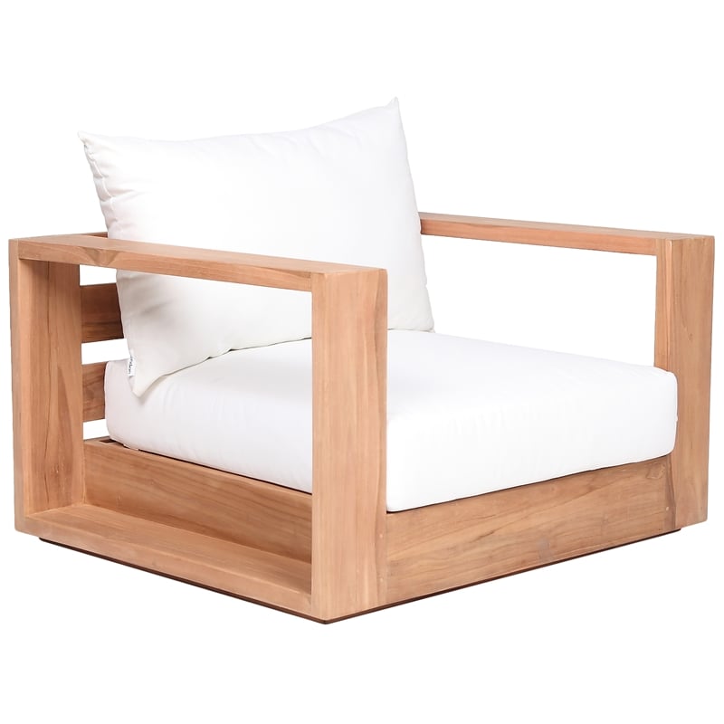 Maklaine Contemporary Off White Water Resisting Outdoor Chair