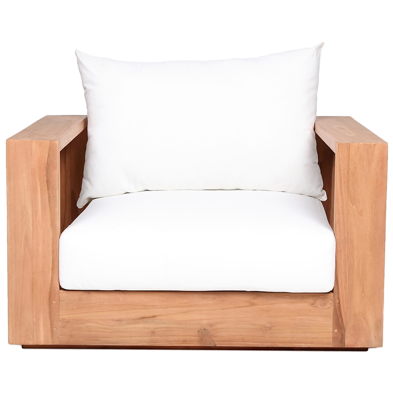 Maklaine Contemporary Off White Water Resisting Outdoor Chair