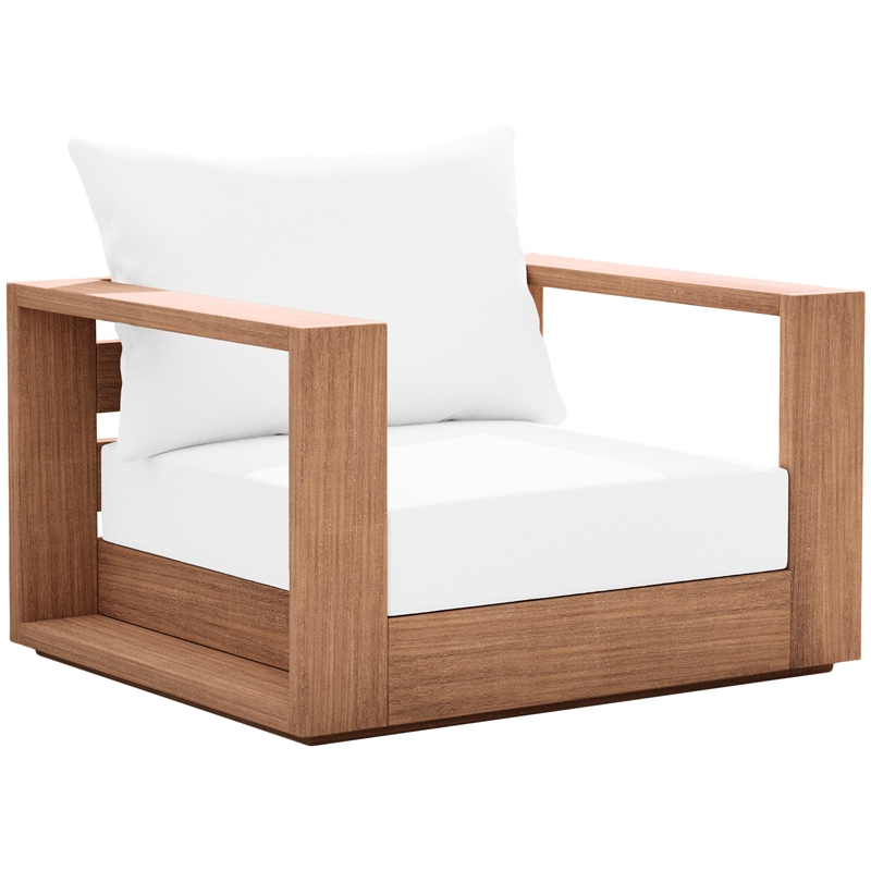 Maklaine Contemporary Off White Water Resisting Outdoor Chair