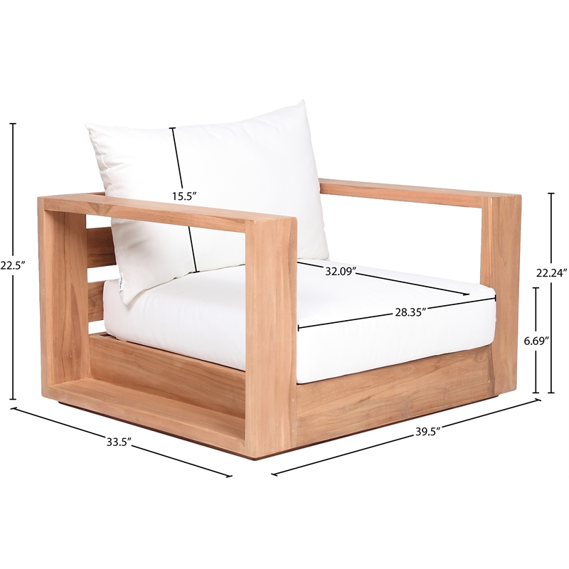 Maklaine Contemporary Off White Water Resisting Outdoor Chair