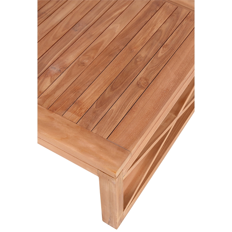 Maklaine Modern / Contemporary Natural Teak Outdoor Coffee Table