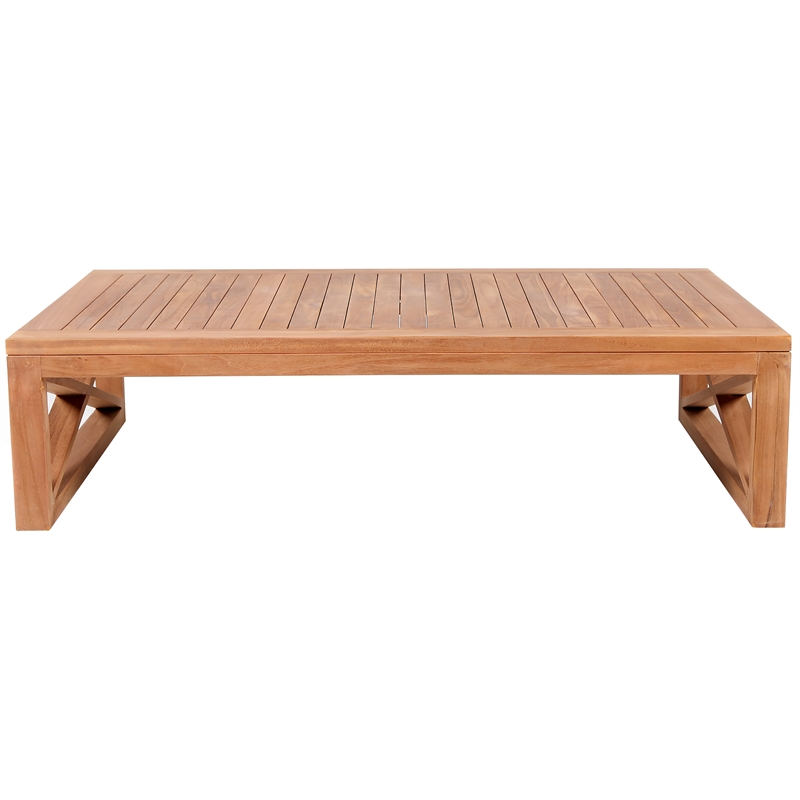 Maklaine Modern / Contemporary Natural Teak Outdoor Coffee Table