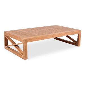 Maklaine Modern / Contemporary Natural Teak Outdoor Coffee Table