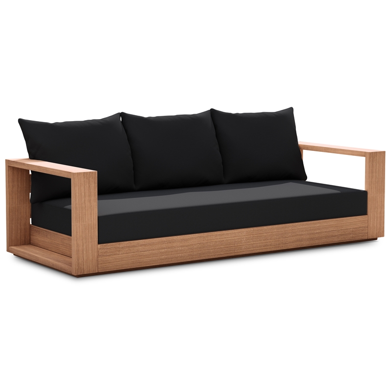 Maklaine Modern / Contemporary Black Water Resisting Outdoor Sofa