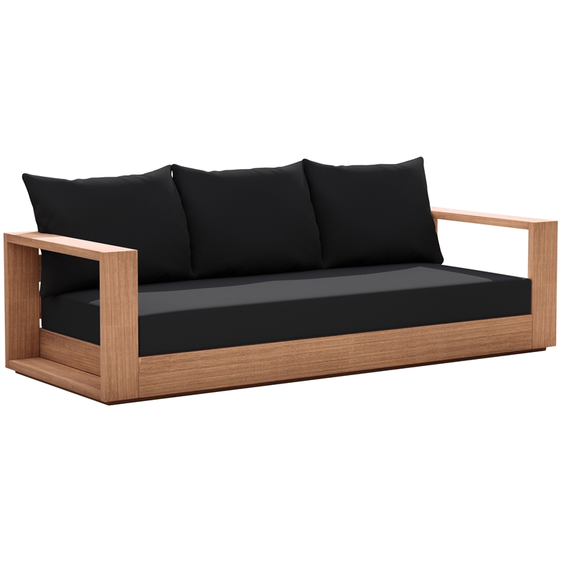 Maklaine Modern / Contemporary Black Water Resisting Outdoor Sofa