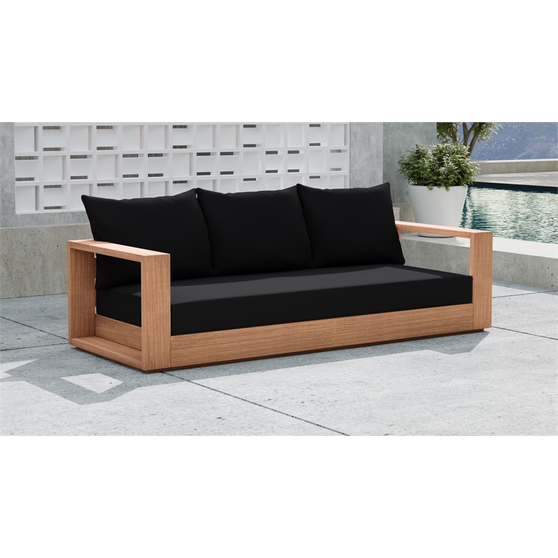 Maklaine Modern / Contemporary Black Water Resisting Outdoor Sofa