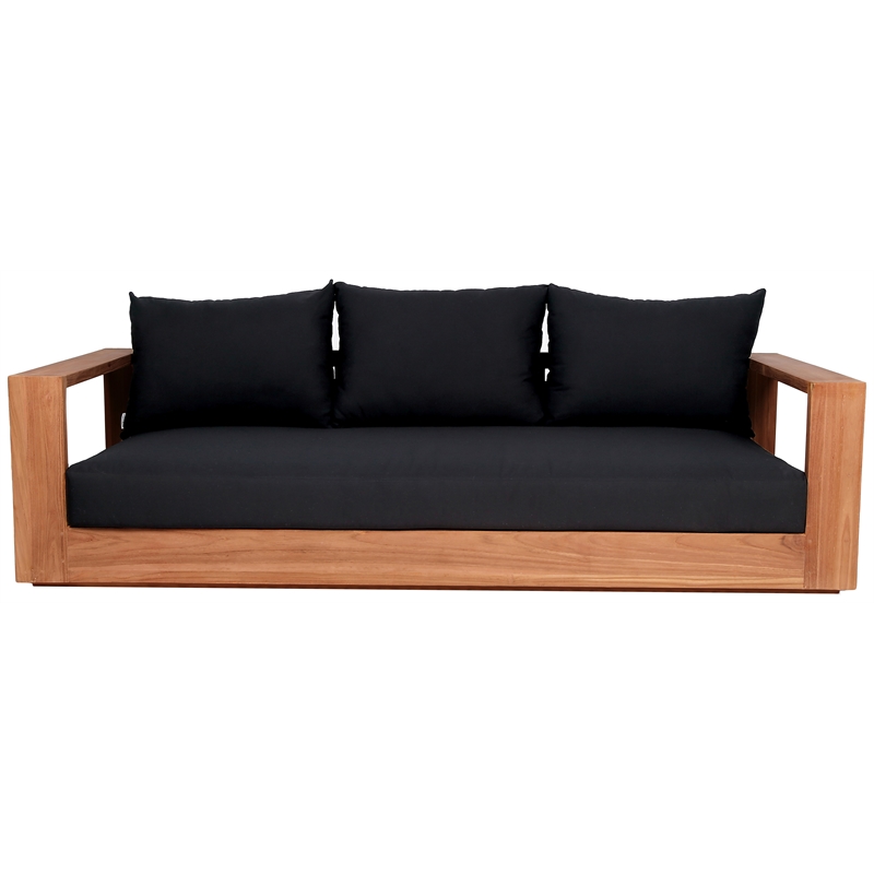 Maklaine Modern / Contemporary Black Water Resisting Outdoor Sofa