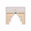 Maklaine Transitional Cream & Woven Rattan Accents Nightstand