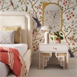 Maklaine Transitional Cream & Woven Rattan Accents Nightstand