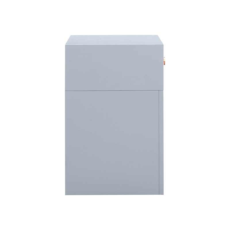 Maklaine Transitional Wood Pastel Blue Finish & Rattan Nightstand