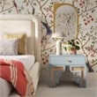 Maklaine Transitional Wood Pastel Blue Finish & Rattan Nightstand