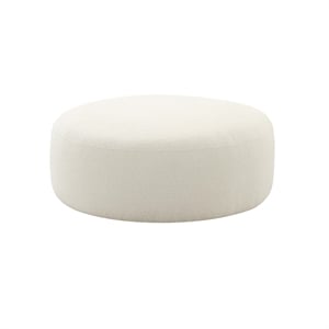 Maklaine Modern / Contemporary Cream Finish Boucle Fabric Ottoman