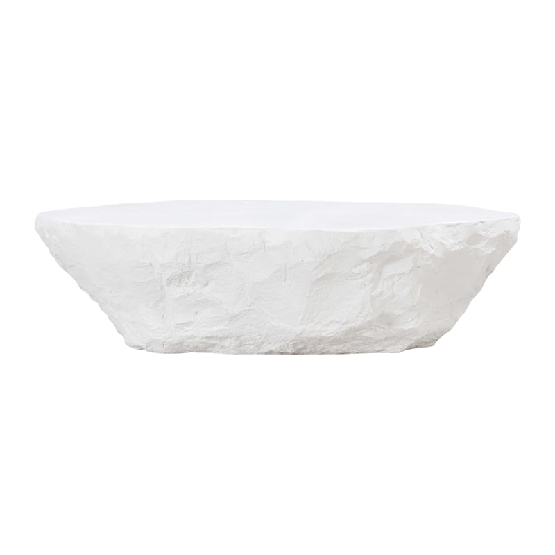 Maklaine Transitional White Finish Durable Concrete Coffee Table