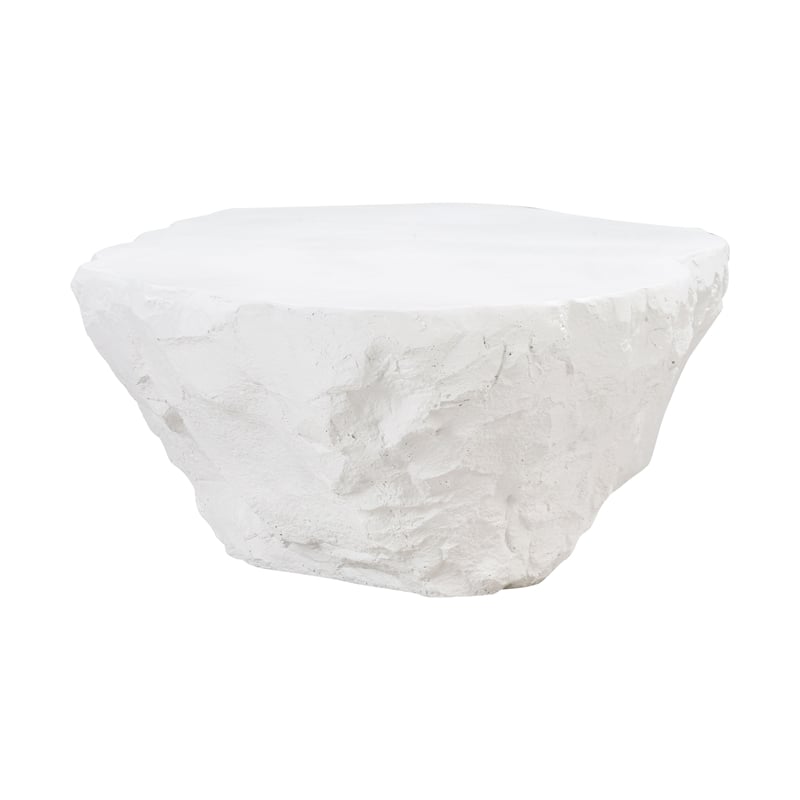 Maklaine Transitional White Finish Durable Concrete Coffee Table