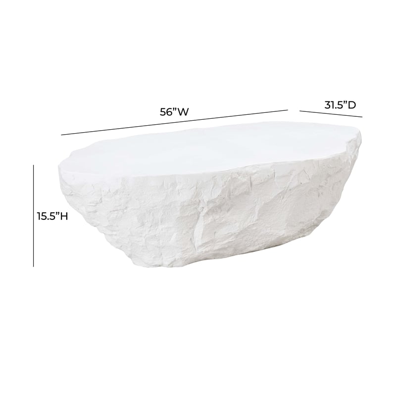 Maklaine Transitional White Finish Durable Concrete Coffee Table