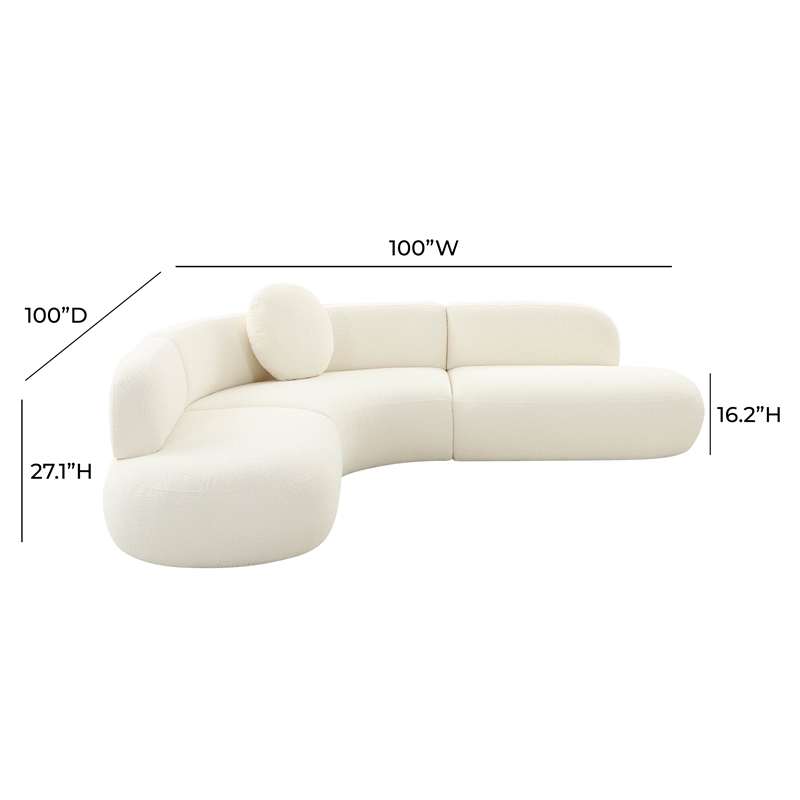 Maklaine Modern / Contemporary Cream Boucle Fabric Sectional