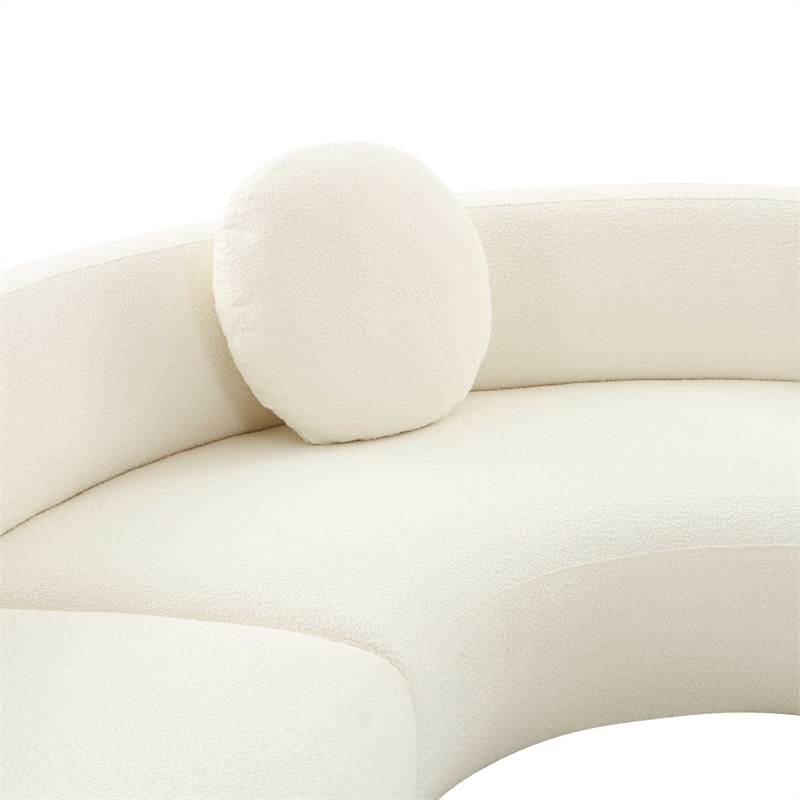 Maklaine Modern / Contemporary Cream Boucle Fabric Sectional