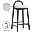 Maklaine Mid-Century Soft Cream Finish Vegan Faux Leather Stool