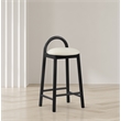 Maklaine Mid-Century Soft Cream Finish Vegan Faux Leather Stool