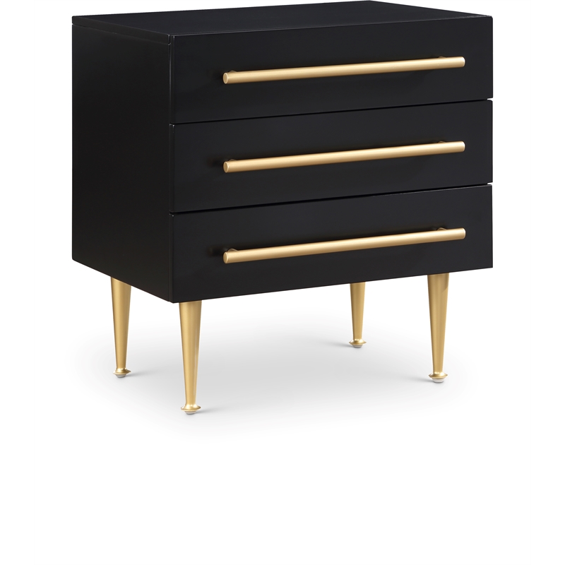 Maklaine Modern / Contemporary Rich Black Finish Night Stand