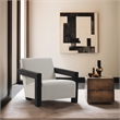 Maklaine Mid-Century Cream Linen Textured Fabric Accent Chair