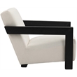 Maklaine Mid-Century Cream Linen Textured Fabric Accent Chair
