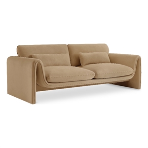 Maklaine Modern / Contemporary Soft Camel Velvet Fabric Sofa