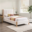 Maklaine Mid-Century Soft Cream Finish Polyester Fabric Twin Bed