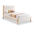 Maklaine Mid-Century Soft Cream Finish Polyester Fabric Twin Bed