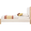 Maklaine Mid-Century Soft Cream Finish Polyester Fabric Twin Bed