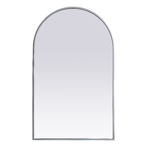 Maklaine Contemporary 22x36&quot Arch MDF Wood/Iron Mirror in Silver