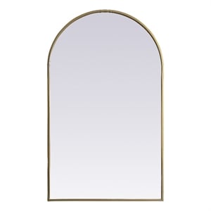 Maklaine Contemporary 24x40&quot Arch MDF Wood/Iron Mirror in Brass