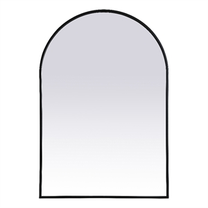 Maklaine Contemporary 27x40&quot Arch MDF Wood/Iron Mirror in Black