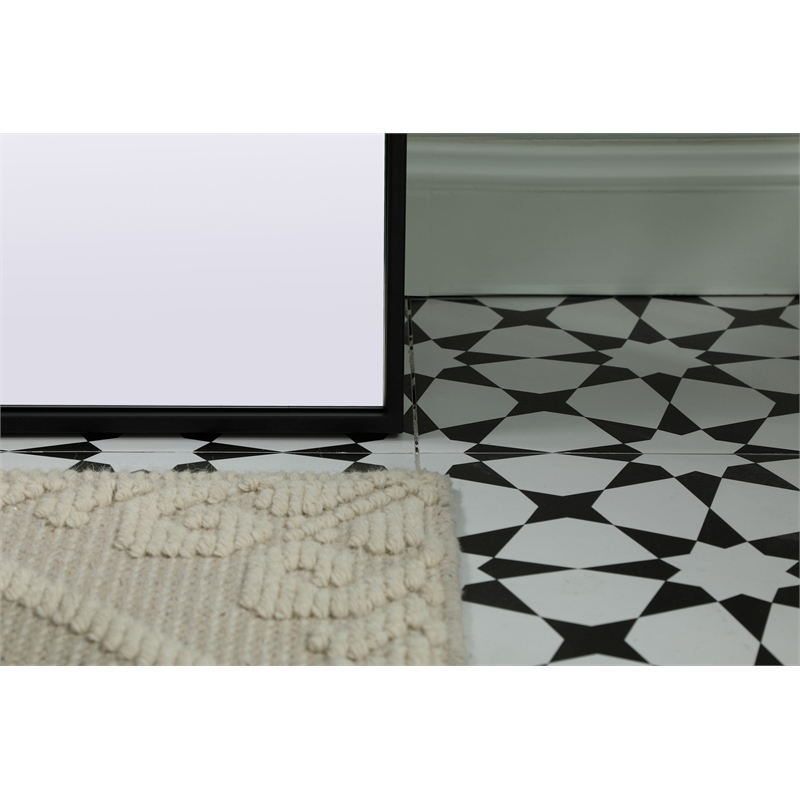 Maklaine Arch Modern MDF Wood/Iron Full Length Mirror in Black