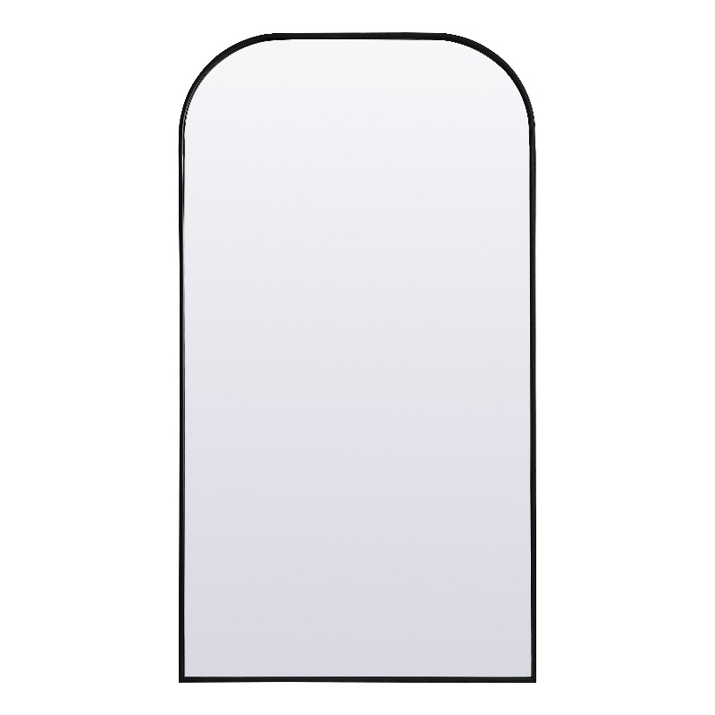 Maklaine Arch Modern MDF Wood/Iron Full Length Mirror in Black