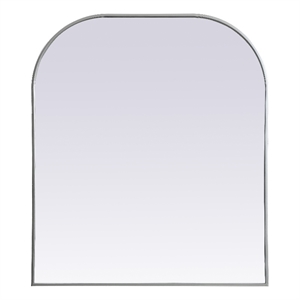 Maklaine Contemporary 36x42&quot Arch MDF Wood/Iron Mirror in Silver
