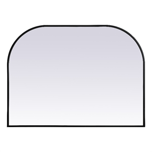 Maklaine Contemporary 40x30&quot Arch MDF Wood/Iron Mirror in Black