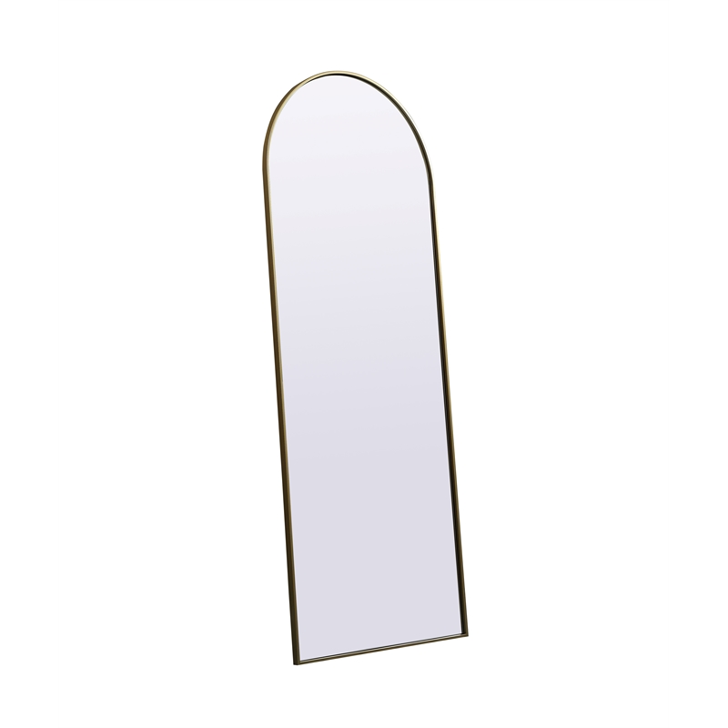 Maklaine Contemporary Arch Wood/Iron Full Length Mirror in Brass