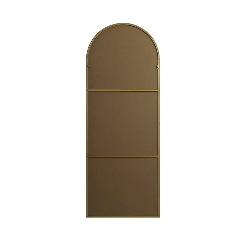 Maklaine Contemporary Arch Wood/Iron Full Length Mirror in Brass