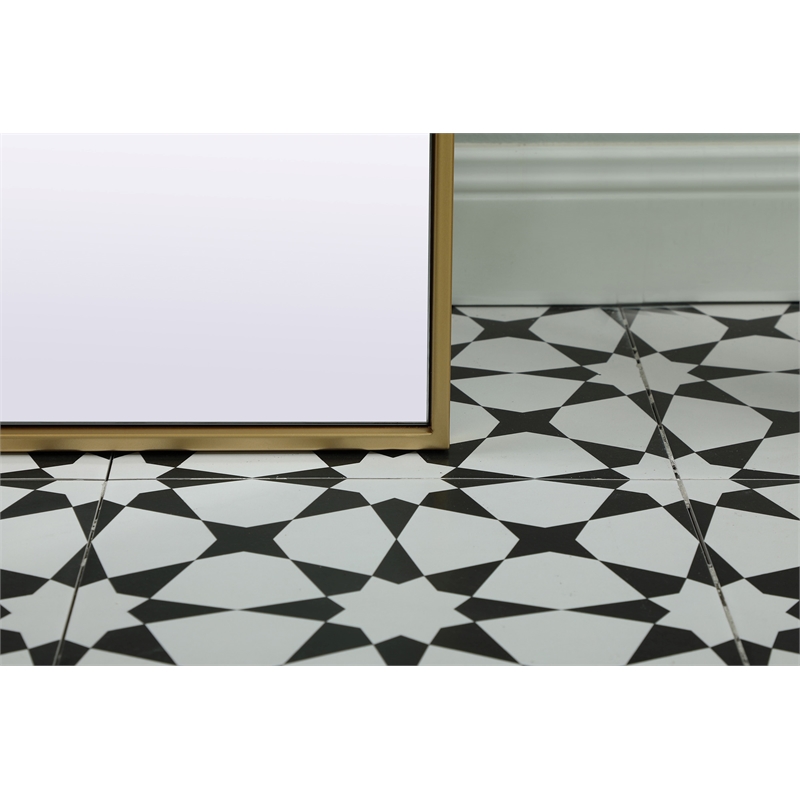 Maklaine Contemporary Arch Wood/Iron Full Length Mirror in Brass