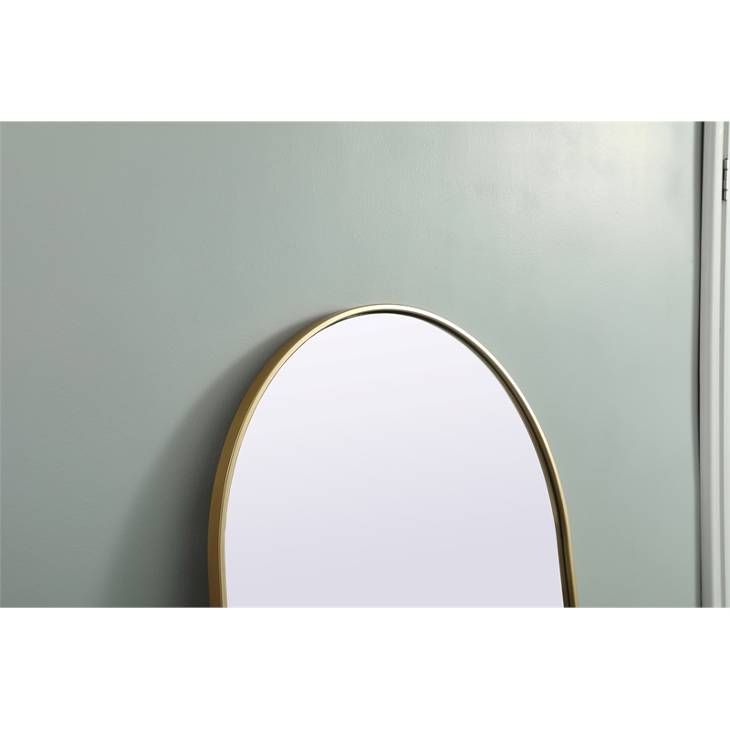 Maklaine Contemporary Arch Wood/Iron Full Length Mirror in Brass