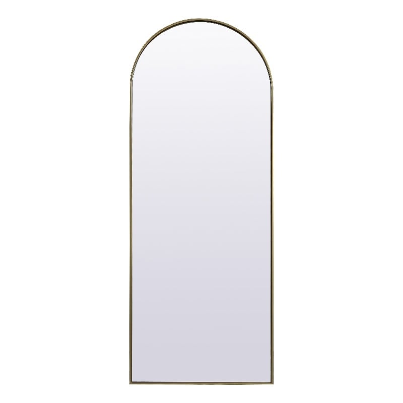 Maklaine Contemporary Arch Wood/Iron Full Length Mirror in Brass