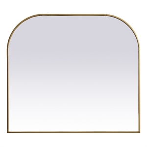 Maklaine Contemporary 40x38&quot Arch MDF Wood/Iron Mirror in Brass