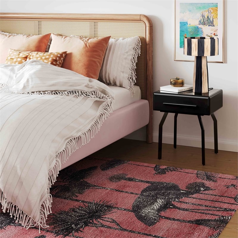 Maklaine Transitional Raffia Back and Natural Finish Table Lamp