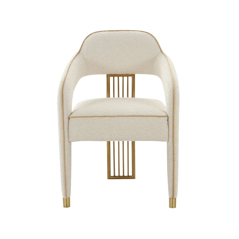 Maklaine Transitional Cream Boucle Textural Boucle Upholstered Dining Chair