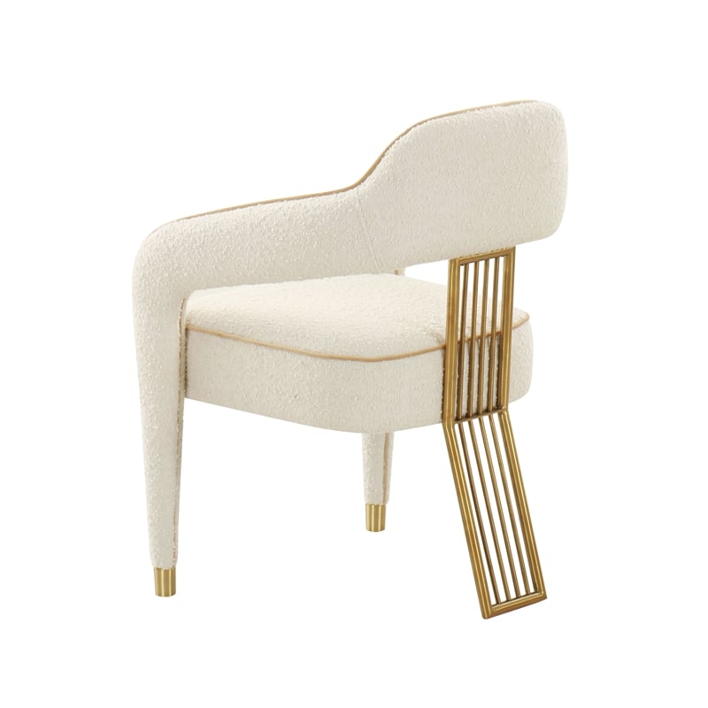 Maklaine Transitional Cream Boucle Textural Boucle Upholstered Dining Chair