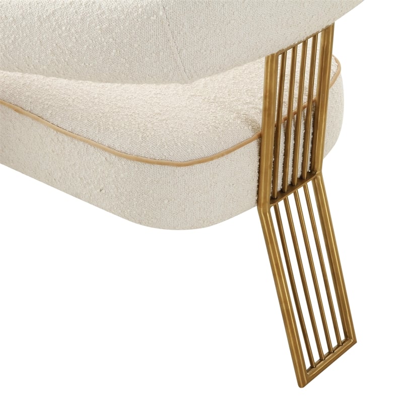 Maklaine Transitional Cream Boucle Textural Boucle Upholstered Dining Chair