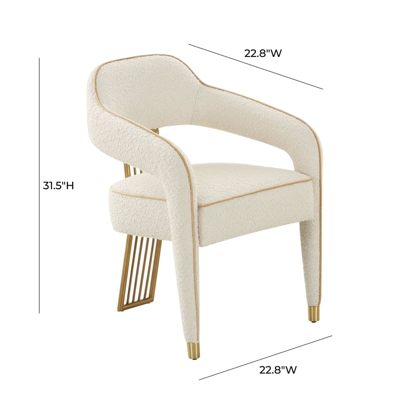 Maklaine Transitional Cream Boucle Textural Boucle Upholstered Dining Chair